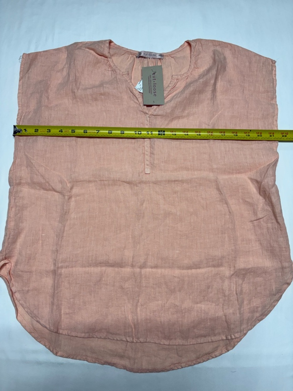 cut loose Peach Linen Tunic Top - labeled sz S- ** runs VERY large** NWT - Picture 2 of 6